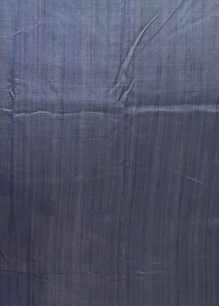 Blue Tussar Silk Saree With Blouse Piece