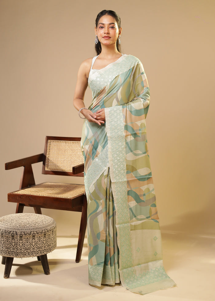 Multicolor Tussar Silk Saree With Blouse Piece