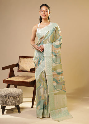 Multicolor Tussar Silk Saree With Blouse Piece