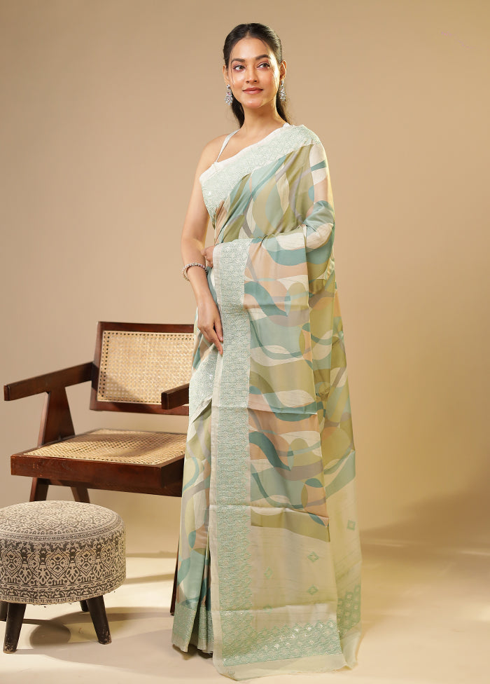 Multicolor Tussar Silk Saree With Blouse Piece