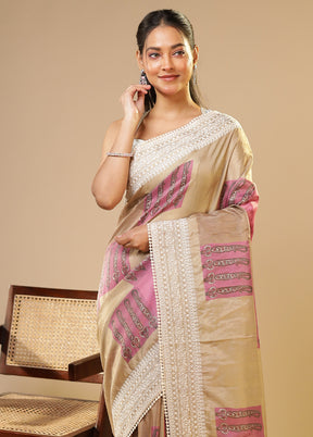Purple Tussar Silk Saree With Blouse Piece