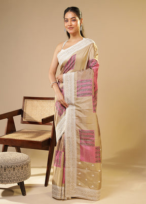 Purple Tussar Silk Saree With Blouse Piece