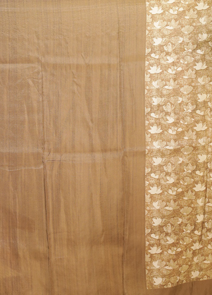 Cream Tussar Silk Saree With Blouse Piece