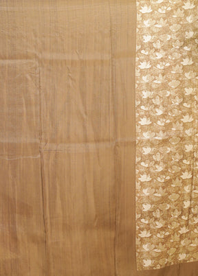 Cream Tussar Silk Saree With Blouse Piece