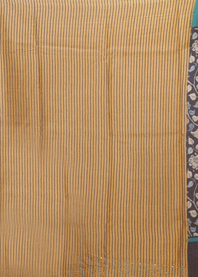 Blue Tussar Silk Saree With Blouse Piece