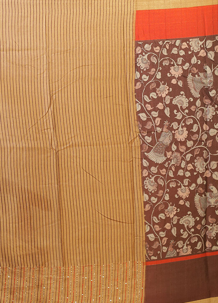Maroon Tussar Silk Saree With Blouse Piece