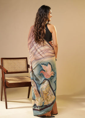 Multicolor Handloom Tussar Pure Silk Saree With Blouse Piece