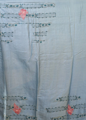 Blue Handloom Tussar Pure Silk Saree With Blouse Piece