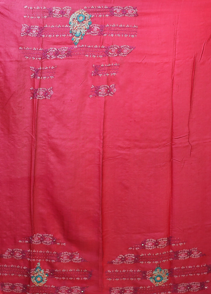 Purple Handloom Tussar Pure Silk Saree With Blouse Piece