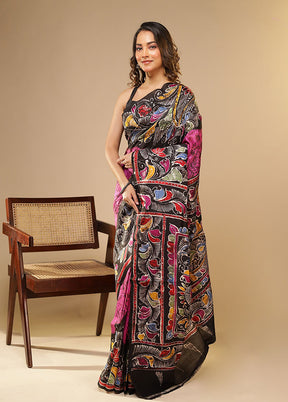 Pink Printed Pure Silk Saree Without Blouse Piece