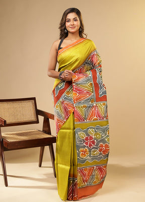 Multicolor Printed Pure Silk Saree Without Blouse Piece