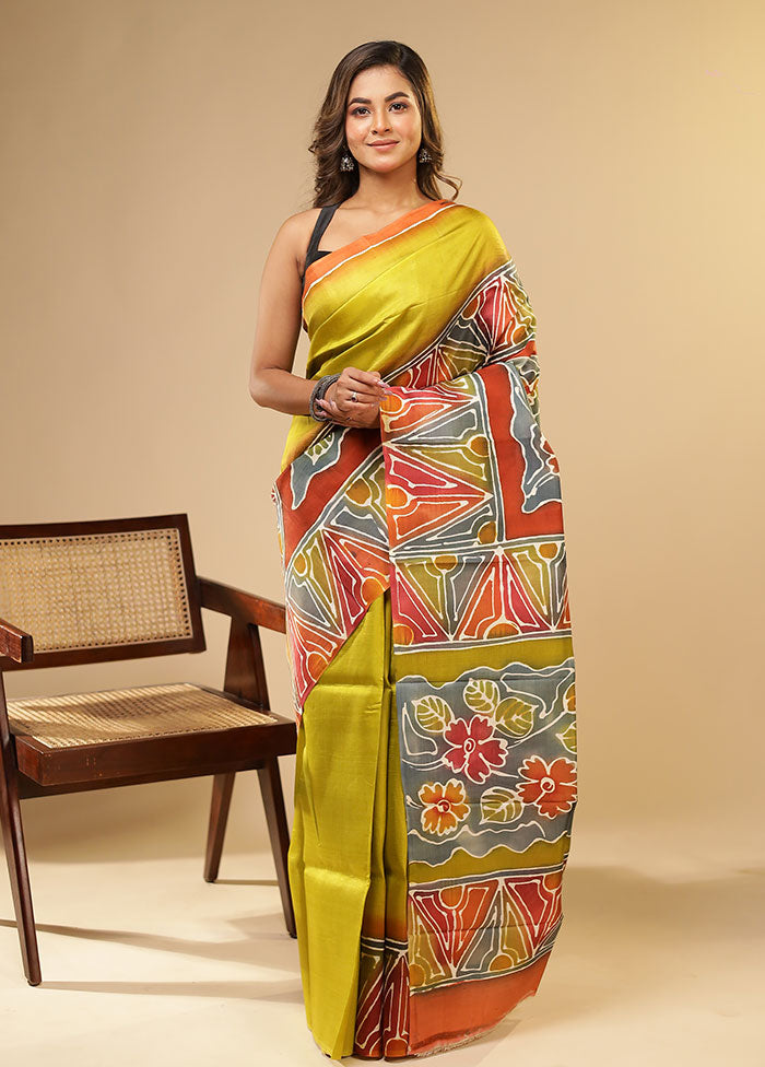 Multicolor Printed Pure Silk Saree Without Blouse Piece