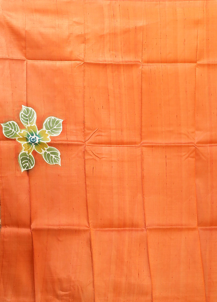 Cream Printed Pure Silk Saree Without Blouse Piece