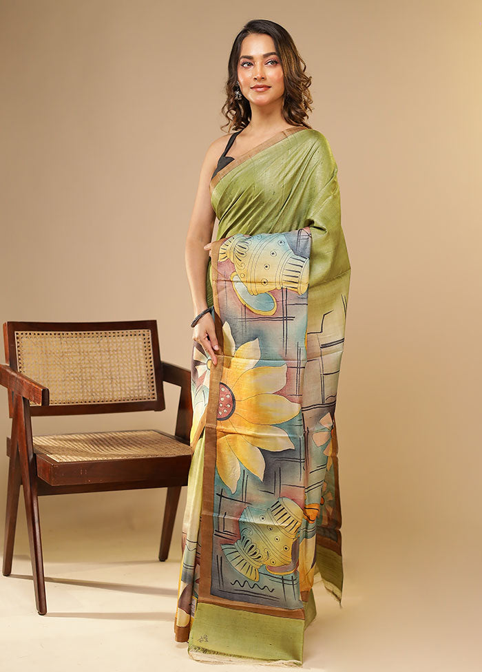 Multicolor Printed Pure Silk Saree Without Blouse Piece