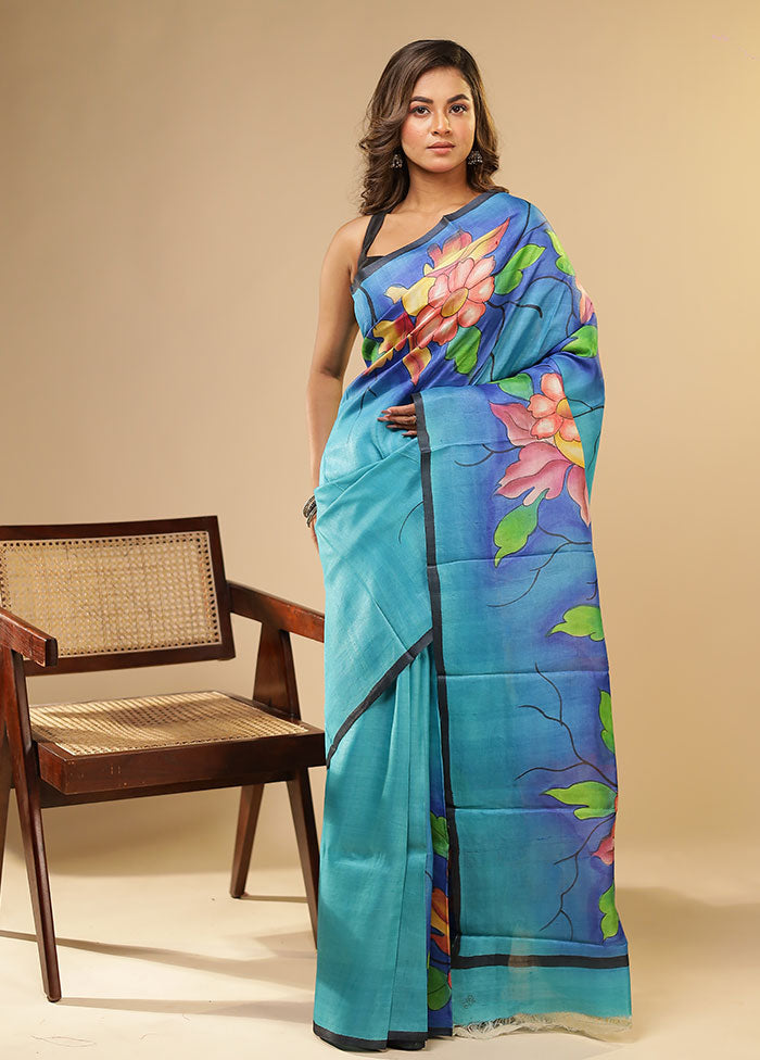 Multicolor Printed Pure Silk Saree Without Blouse Piece
