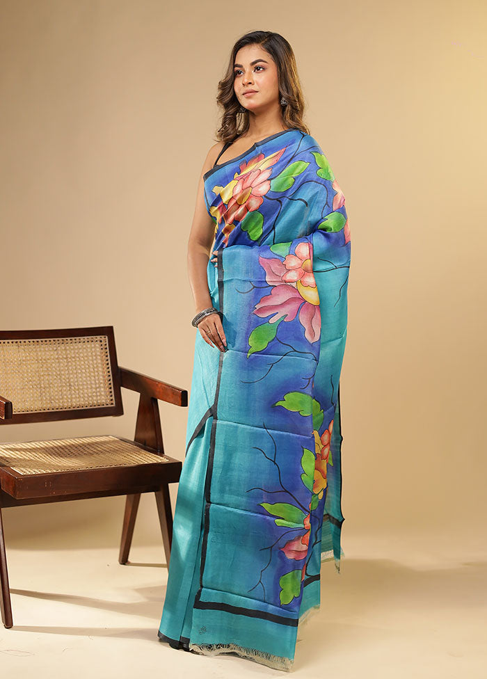 Multicolor Printed Pure Silk Saree Without Blouse Piece