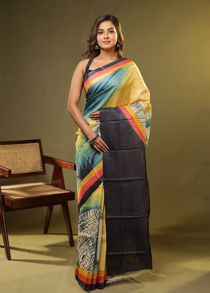 Multicolor Printed Pure Silk Saree Without Blouse Piece