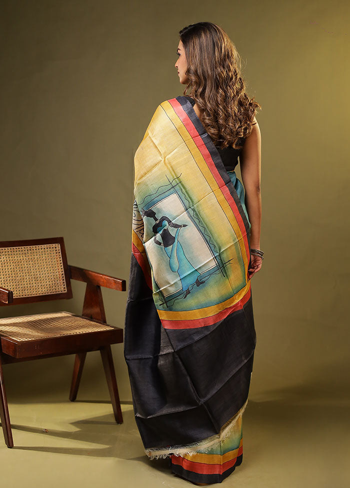 Multicolor Printed Pure Silk Saree Without Blouse Piece