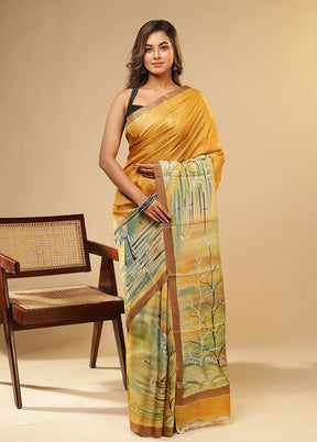 Multicolor Printed Pure Silk Saree Without Blouse Piece