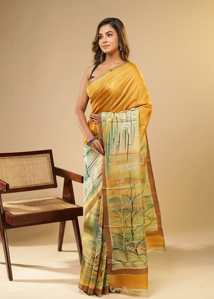 Multicolor Printed Pure Silk Saree Without Blouse Piece