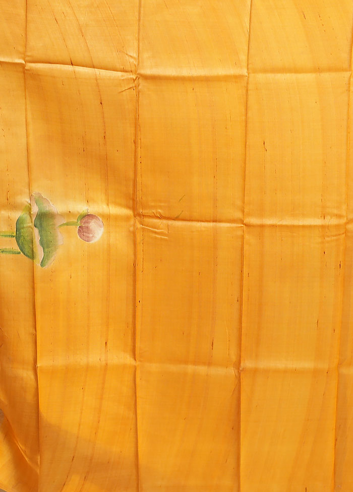 Purple Printed Pure Silk Saree Without Blouse Piece
