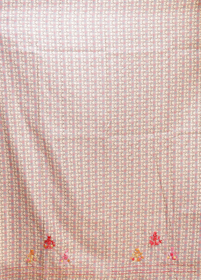 Pink Tussar Silk Saree With Blouse Piece