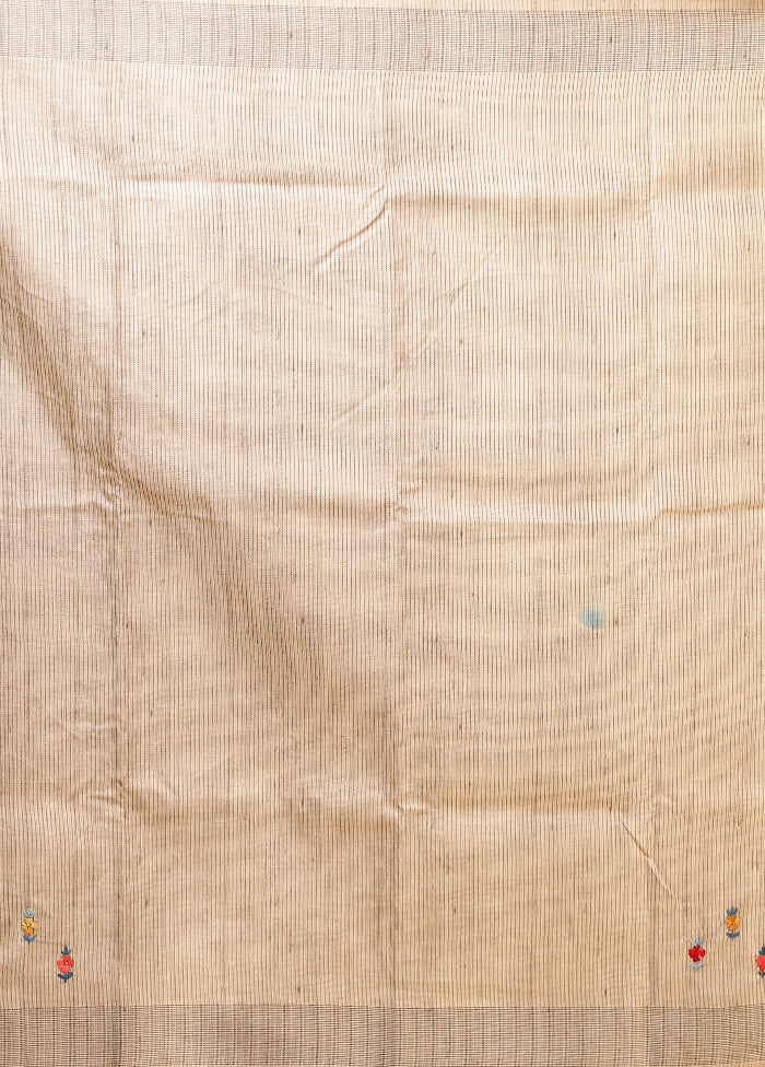 Blue Tussar Silk Saree With Blouse Piece