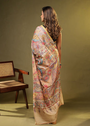 Purple Tussar Silk Saree With Blouse Piece