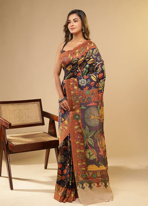 Purple Tussar Silk Saree With Blouse Piece