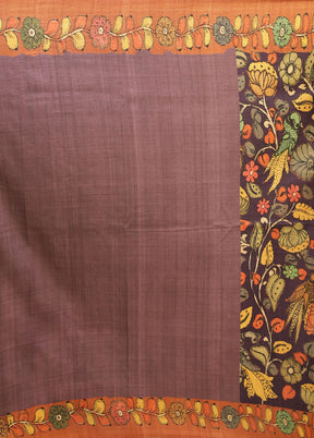 Purple Tussar Silk Saree With Blouse Piece