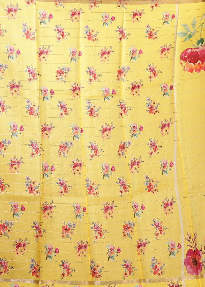 Yellow Handloom Tussar Pure Silk Saree With Blouse Piece