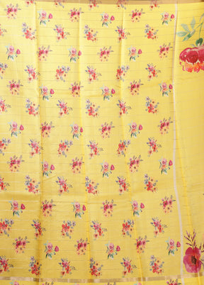 Yellow Handloom Tussar Pure Silk Saree With Blouse Piece