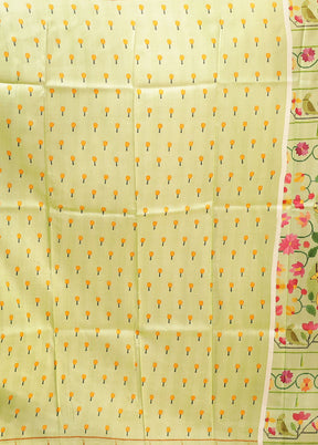Green Printed Pure Silk Saree Without Blouse Piece