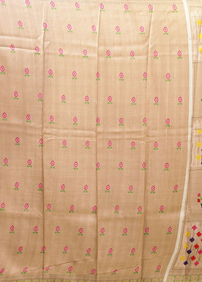 Purple Printed Pure Silk Saree Without Blouse Piece