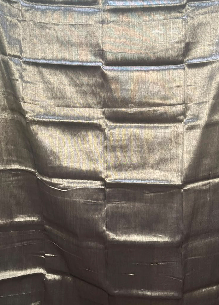 Grey Tissue Silk Saree With Blouse Piece