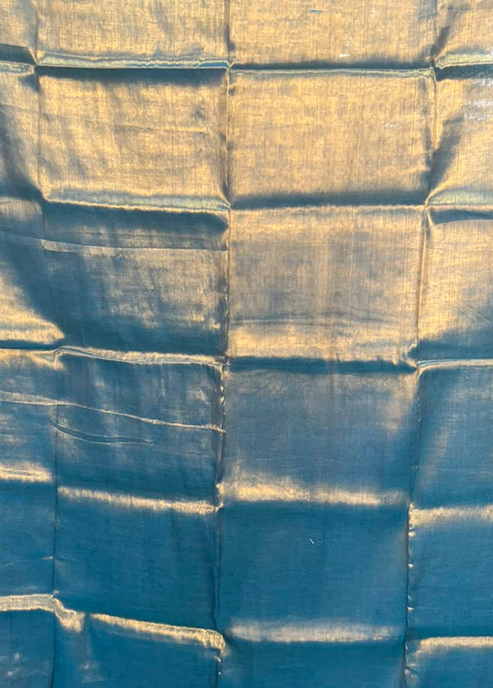 Blue Tissue Silk Saree With Blouse Piece