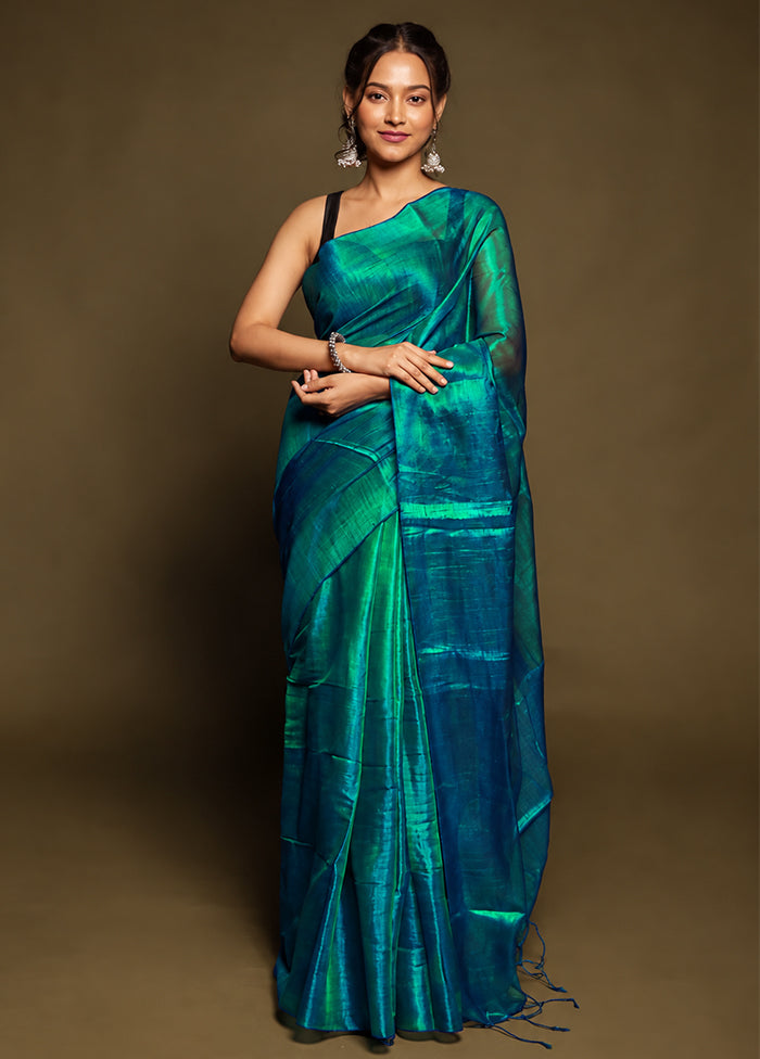 Green Tissue Silk Saree With Blouse Piece