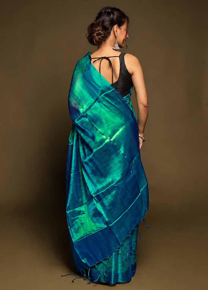 Green Tissue Silk Saree With Blouse Piece