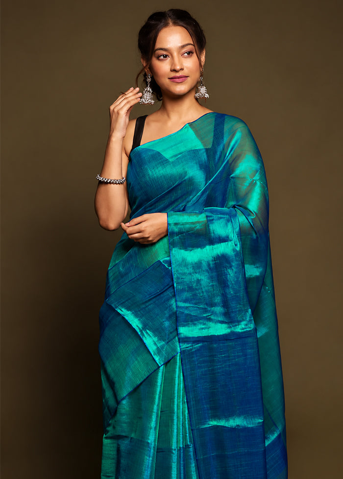 Green Tissue Silk Saree With Blouse Piece