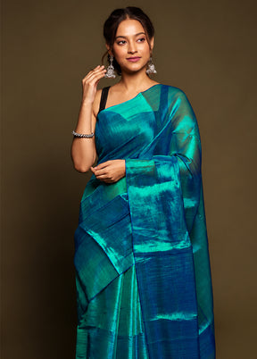Green Tissue Silk Saree With Blouse Piece