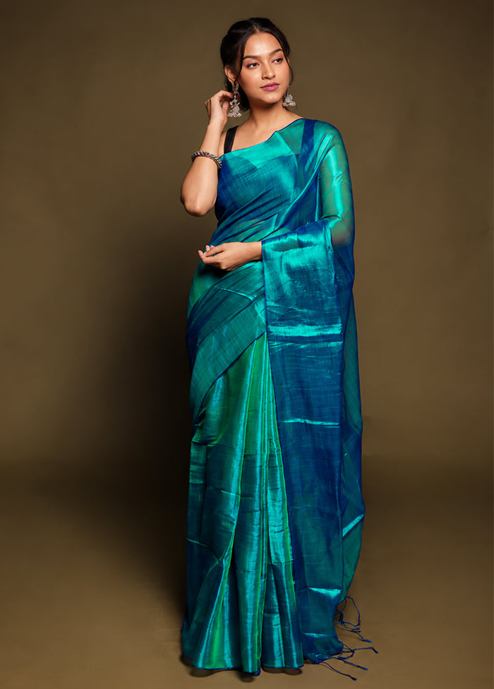 Green Tissue Silk Saree With Blouse Piece