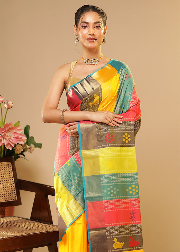 Shubh Muhurat Duo – Multicolor Kalakshetra & White Dupion Silk Sarees