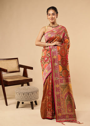 Multicolor Dupion Silk Saree With Blouse Piece