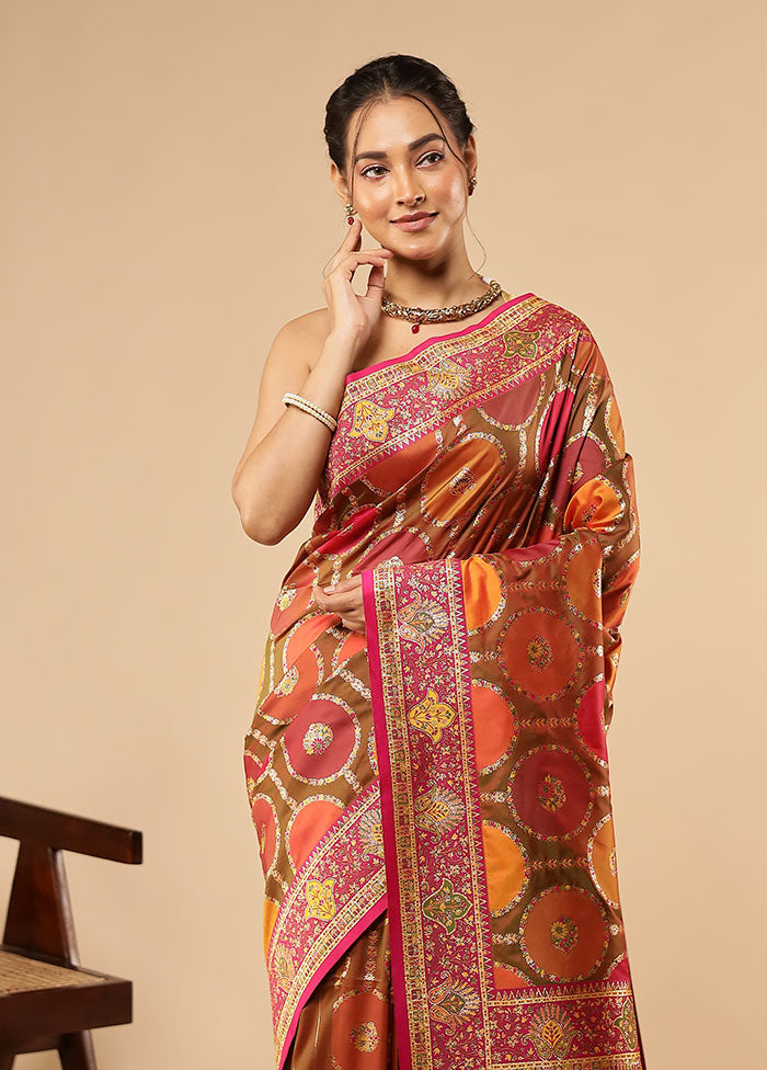 Multicolor Dupion Silk Saree With Blouse Piece