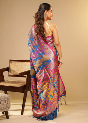 Multicolor Dupion Silk Saree With Blouse Piece