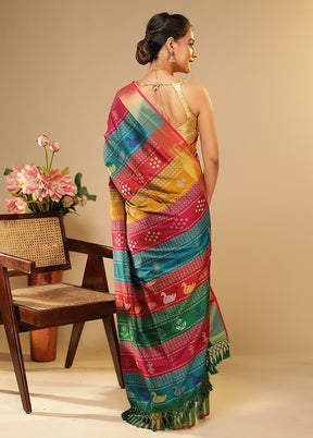 Multicolor Kalakethra Saree With Blouse Piece