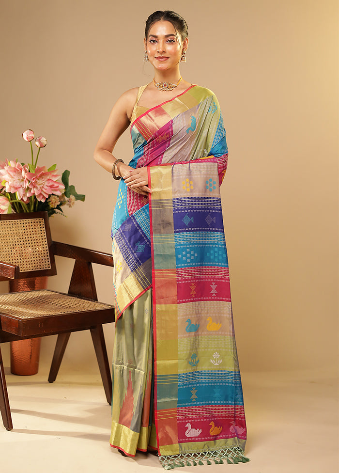 Multicolor Kalakethra Saree With Blouse Piece