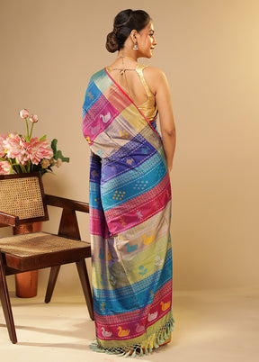 Multicolor Kalakethra Saree With Blouse Piece