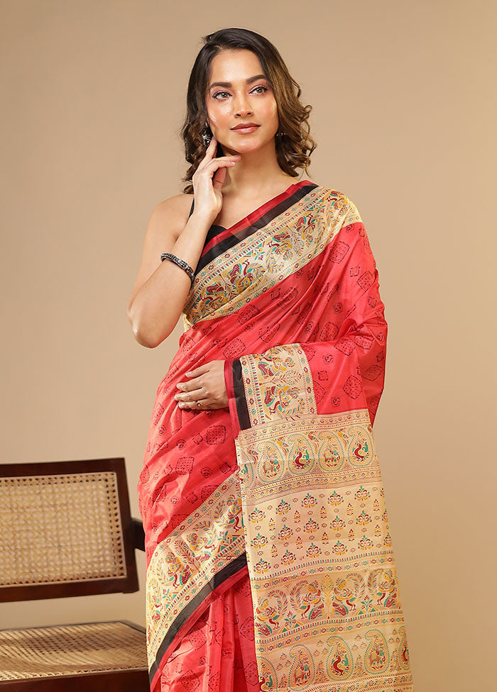 Upahaar Duo – Pink Printed Silk & Cream Tussar Sarees