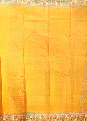 Yellow Printed Pure Silk Saree Without Blouse Piece